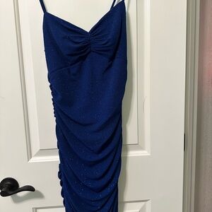 Royal Blue Ruched Mini Dress